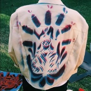 Yellow canvas jacket w/ Los Angeles painted back